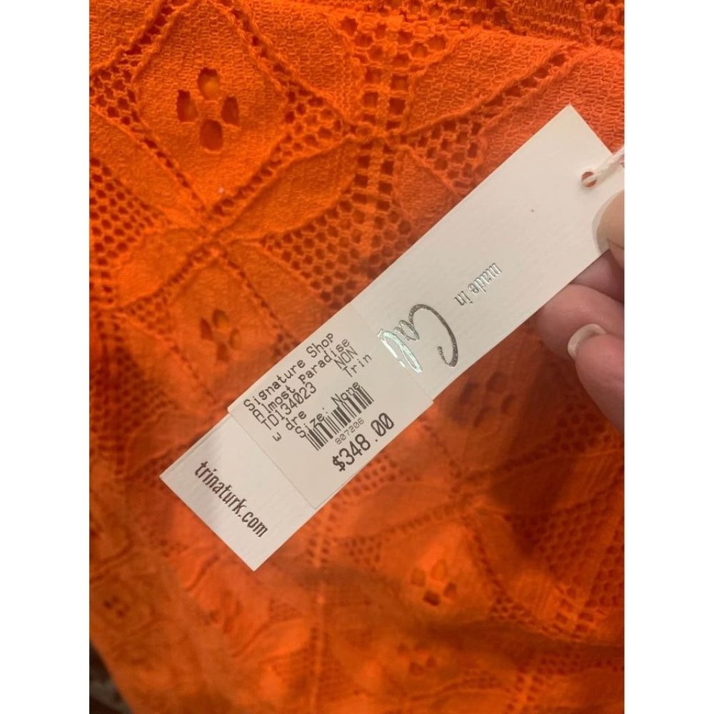 NWT Trina Turk orange lace inspired casual dress, size 4, OP $348.00 (Bin X) - Picture 7 of 8